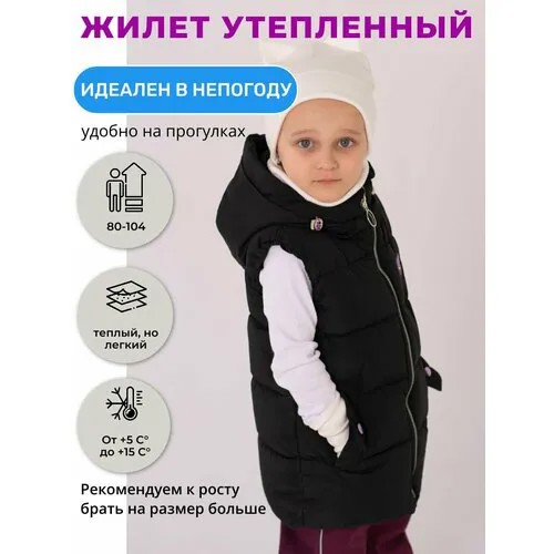 Жилет, размер 98, черный, фиолетовый