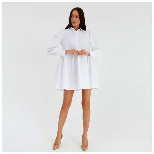 Платье-футболка MIST, повседневное, классическое, мини, размер 42, белый