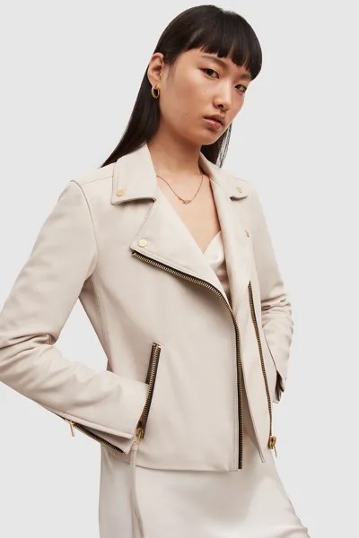 Кожаная куртка женская Allsaints WL018N белая 12