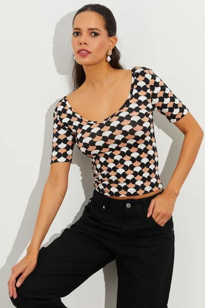 Женская блузка с разноцветными узорами LPP1224 Cool & Sexy, черный