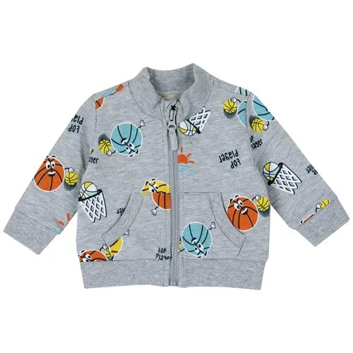 Олимпийка Chicco, средней длины, без капюшона, карманы, манжеты, размер 98, серый