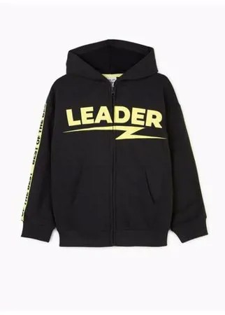 Gloria Jeans Темно-серая толстовка Gloria Jeans с принтом Leader для мальчика 104