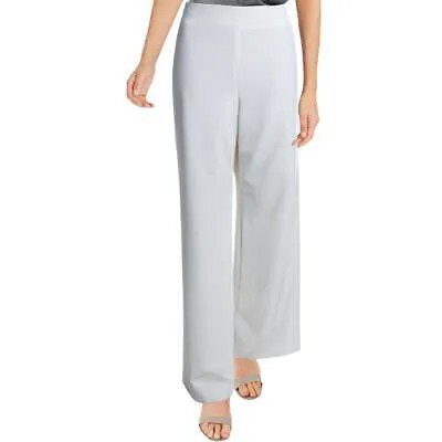 Женские деловые классические брюки цвета слоновой кости DKNY с высокой посадкой и широкими штанинами 14 BHFO 7846