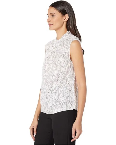 Топ Rebecca Taylor Sleeveless Swirl Dot Top, цвет Snow Combo