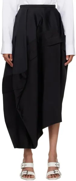 Черная асимметричная юбка-миди с пышной юбкой Alexander McQueen