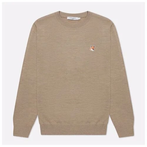 Мужской свитер Maison Kitsune Fox Head Patch Regular R-Neck серый , Размер S