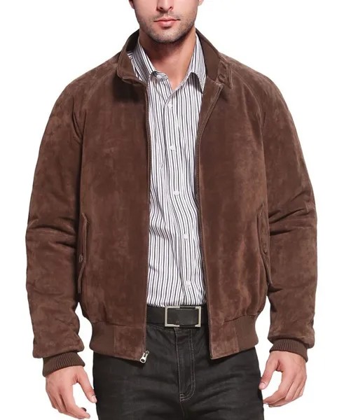 Мужская замшевая кожаная куртка-бомбер времен Второй мировой войны Landing Leathers, коричневый