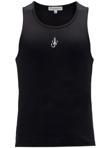 JW Anderson майка с вышитым логотипом якоря, черный