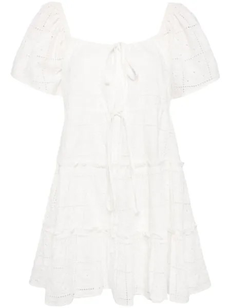 GANNI платье из многослойной ткани Broderie Anglaise, белый