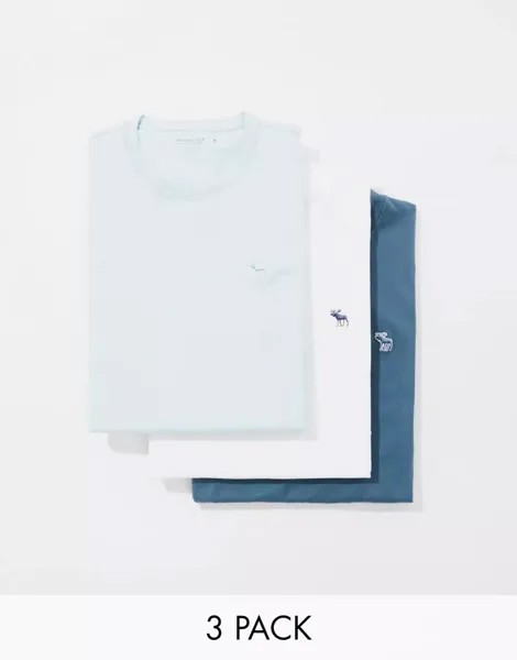 Комплект из трех футболок с логотипом Abercrombie & Fitch синего/белого цвета