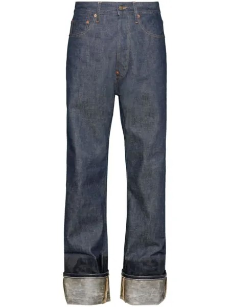 Maison Margiela джинсы Lacquered с подворотами, синий