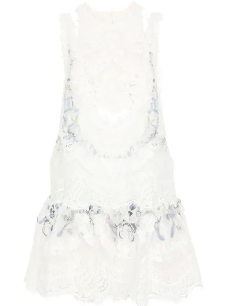 ZIMMERMANN мини-платье Natura Lace Patch, нейтральный цвет