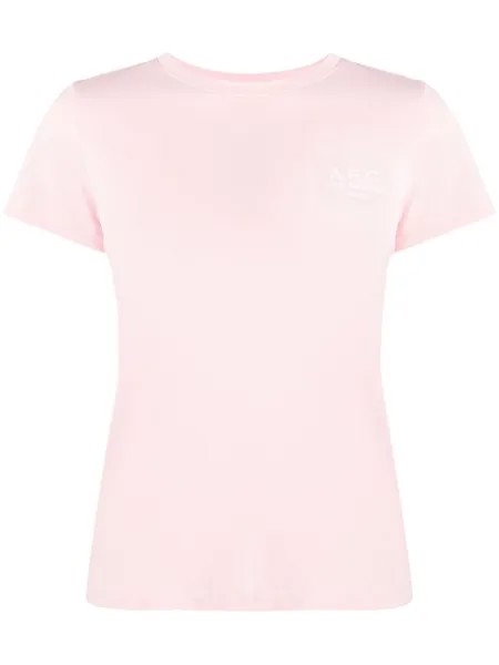 A.P.C. футболка с вышитым логотипом, розовый
