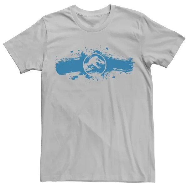 Мужская синяя футболка с логотипом Jurassic World и брызгами краски Licensed Character, серебристый