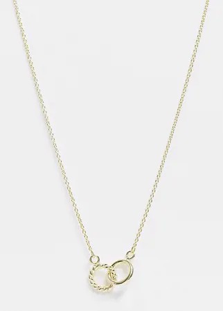 Позолоченное ожерелье из стерлингового серебра с подвеской в виде двух колец Kingsley Ryan-Золотистый