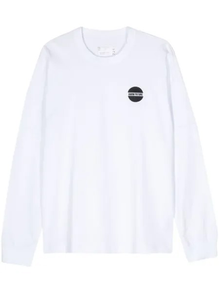 Sacai футболка с вышитой надписью, белый