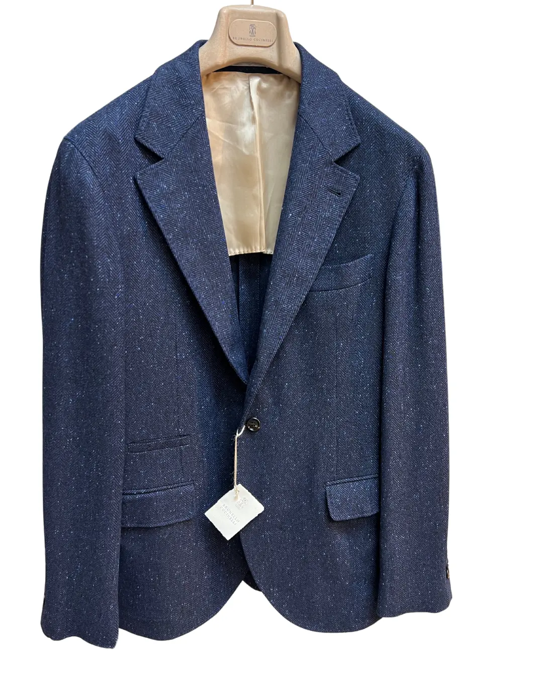 Мужской пиджак New Lana из шерсти и кашемира Brunello Cucinelli синий меланжевый, синий