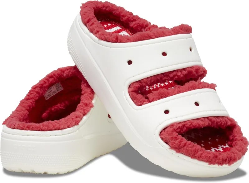 Сандалии на плоской подошве Classic Cozzzy Sandal Crocs, цвет Multi/Holiday Sweater