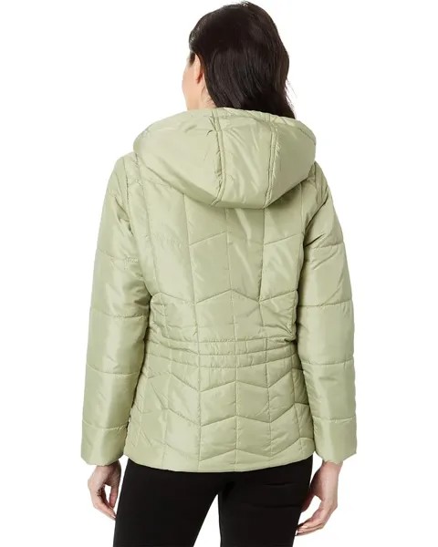 Пуховик U.S. POLO ASSN. Zigzag Wave Cozy Faux Fur Lining Hooded Quilted Puffer, цвет Vintage Sage