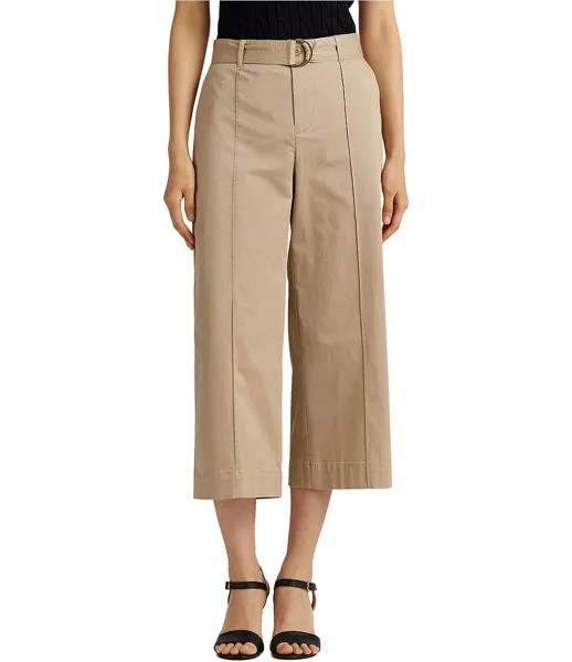 Lauren Ralph Lauren Brienda Широкие капри длиной до щиколотки с поясом, бежевый