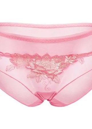 Le Cabaret Трусы слипы средней посадки с вышивкой Амьен, размер 38-48, розовый/бежевый