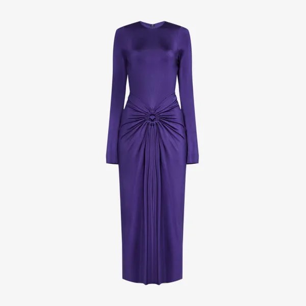 Платье миди приталенного кроя со сборками из эластичной ткани Victoria Beckham, фиолетовый