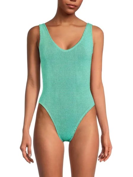 Сплошной купальник Mara из металлизированной вязки Bond-Eye, цвет Aqua Lurex
