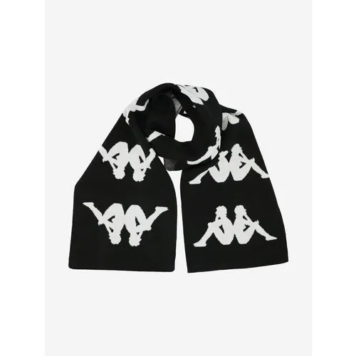 Шарф Kappa,180х28 см, one size, черный/белый