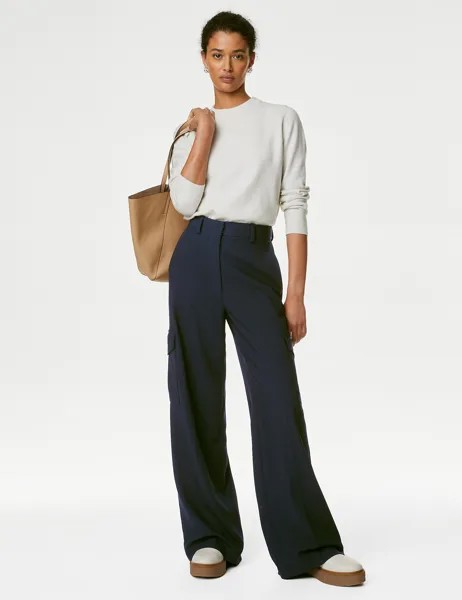 Широкие брюки карго Marks & Spencer, темно-синий