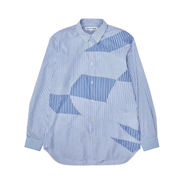 Comme des Garçons SHIRT Полосатая тканая рубашка с длинными рукавами, цвет Синий
