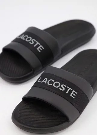 Черные шлепанцы с логотипом Lacoste-Черный цвет