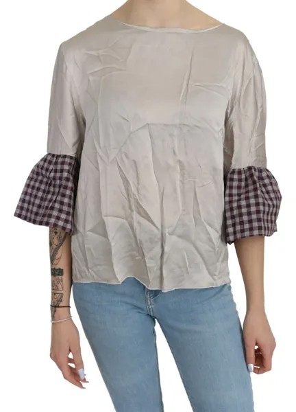 PETER A - CHRONICLES Серая блузка с вырезом «лодочка» и длинными рукавами IT46/US12/XL Рекомендуемая розничная цена 200 долларов США