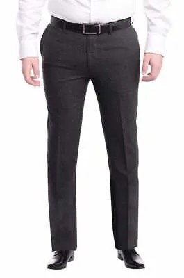 Темно-серые шерстяные классические брюки узкого кроя Napoli с плоской передней частью