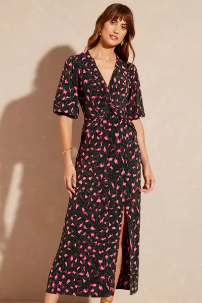 Платье миди из джерси с перекрученным передом Love & Roses, зеленый