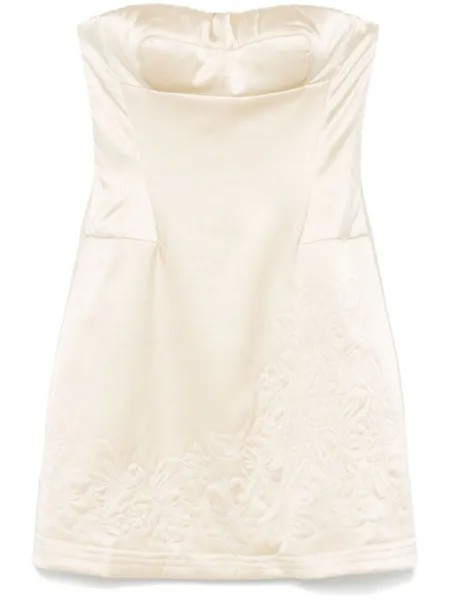 Ermanno Scervino платье мини с цветочной вышивкой, нейтральный цвет