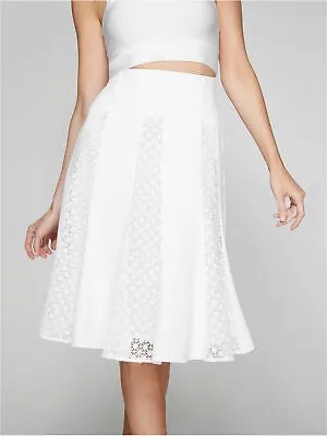 MARCIANO Женская белая кружевная юбка трапециевидной формы ниже колена на молнии для вечеринки, M