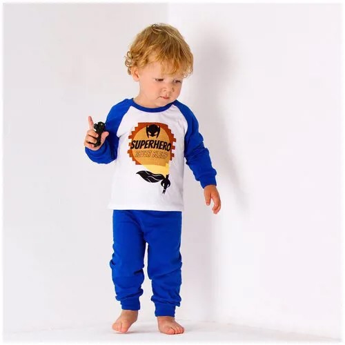 Пижама детская Amarobaby Superheroes, cloak, синий, 98