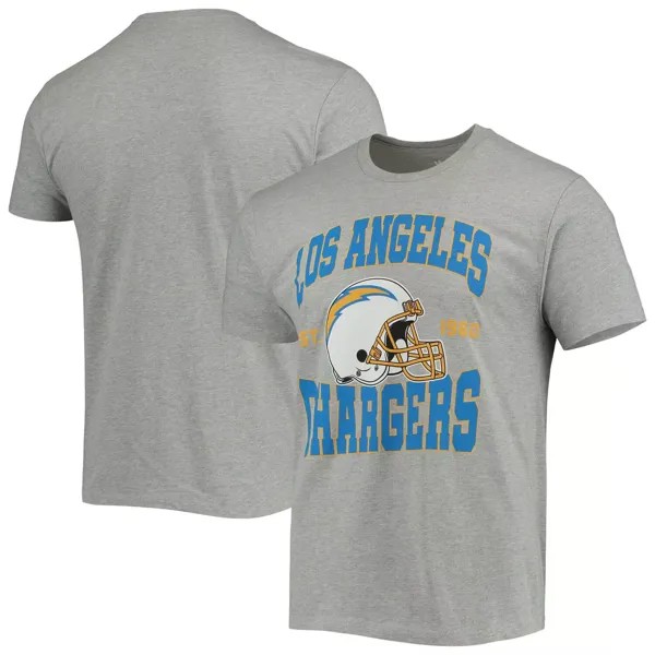 Мужская футболка Junk Food Heathered Grey со шлемом Los Angeles Chargers