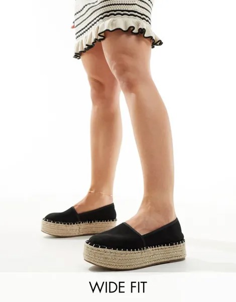 Черные эспадрильи на плоской платформе с широким кроем ASOS DESIGN Journal