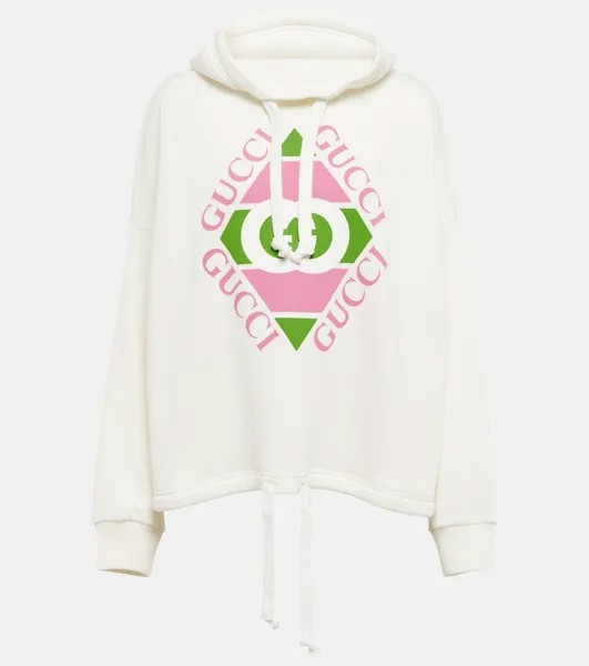 Худи с логотипом из хлопка GUCCI, белый