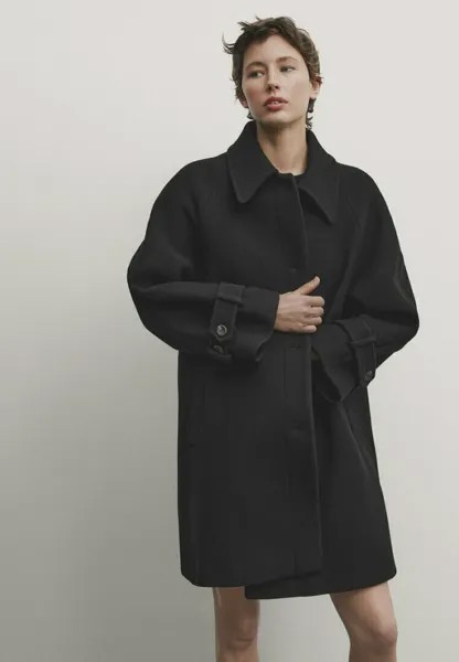 Пальто классическое Tabard-Effect Blend Massimo Dutti, черный