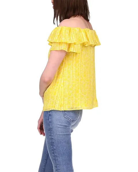 Топ Michael Kors Petite Hippie Off Shoulder Ruffle Top, цвет Sunflower