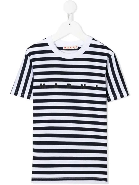 Marni Kids полосатая футболка с логотипом