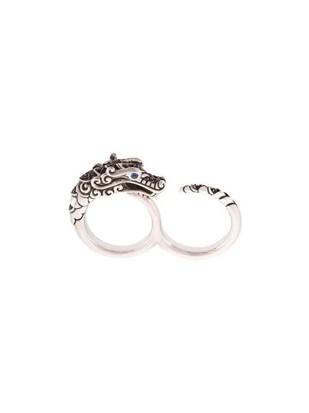 John Hardy серебряное двойное кольцо с сапфирами и шпинелью