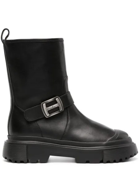 Hogan logo-buckle 40mm ankle boots, черный