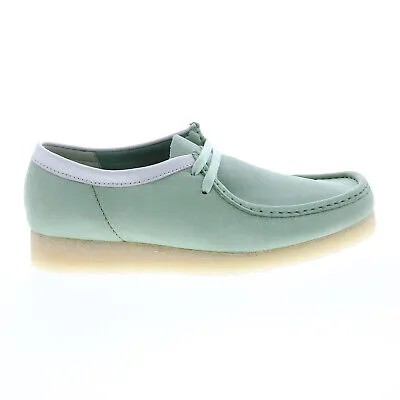 Clarks Wallabee 26165557 Мужские Зеленые Ботинки Чукка На Шнуровке Из Нубука