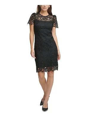 CALVIN KLEIN Женское черное вечернее платье-футляр выше колена с короткими рукавами 6