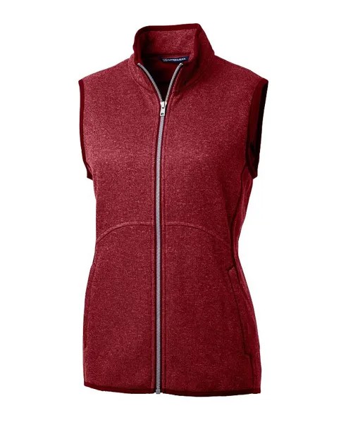 Женский грот, женский свитер, вязаный жилет на молнии Cutter & Buck, цвет Cardinal red heather