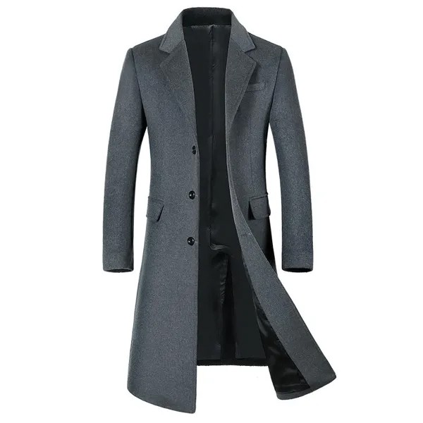 Осенне-зимнее Новое мужское шерстяное пальто удлиненное Европейская стандартная Корейская версия облегающее плотное бархатное пальто