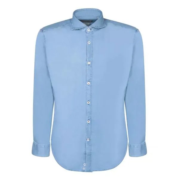 Футболка cotton denim shirt Canali, синий